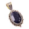 Natural Blue Sunstone 925 Solid Sterling Silver Gift TwoTone Pendant 1.50" e0d99
