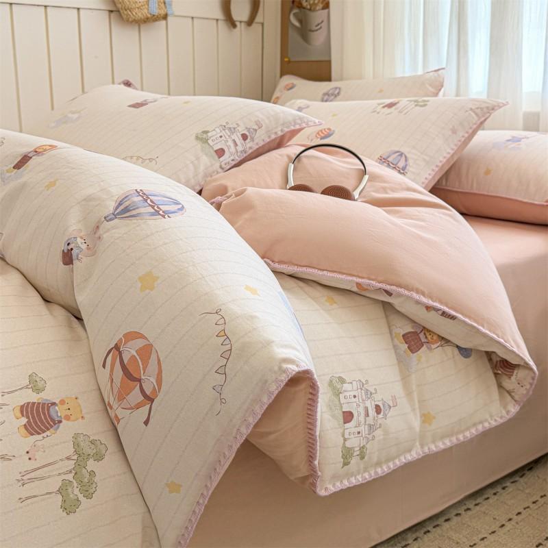 2026 Cartoon Home Bedding Set 100% Cotton Flannel Thick Shell Edge Dorm