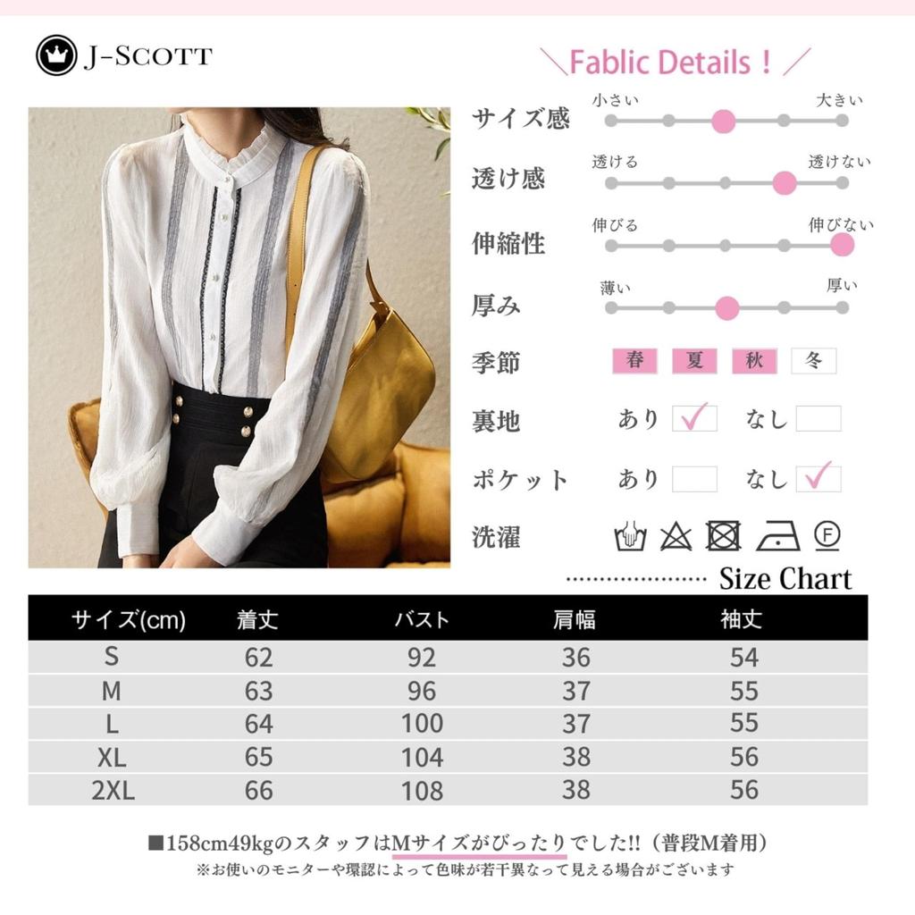 J-Scott Puff Sleeve Chiffon Blouse with Lace, Stand-Up Collar, Lined, Sheer, Chic White (JS43-WH-XL) (Limited Stock)