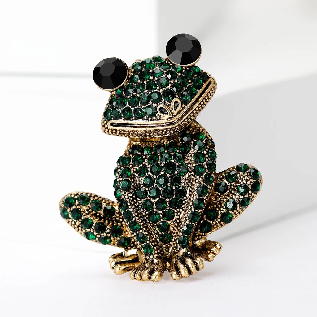 Rhinestone Colorful Frog Brooches for Women Unisex Enamel Animal Pins Office Party Friend Gifts Jewelry Accessories