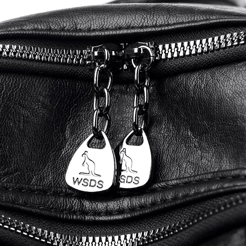 Women's Diamonds Backpack Large Capacity Soft Leather Dual-Purpose Backpack Travel Bag for Female