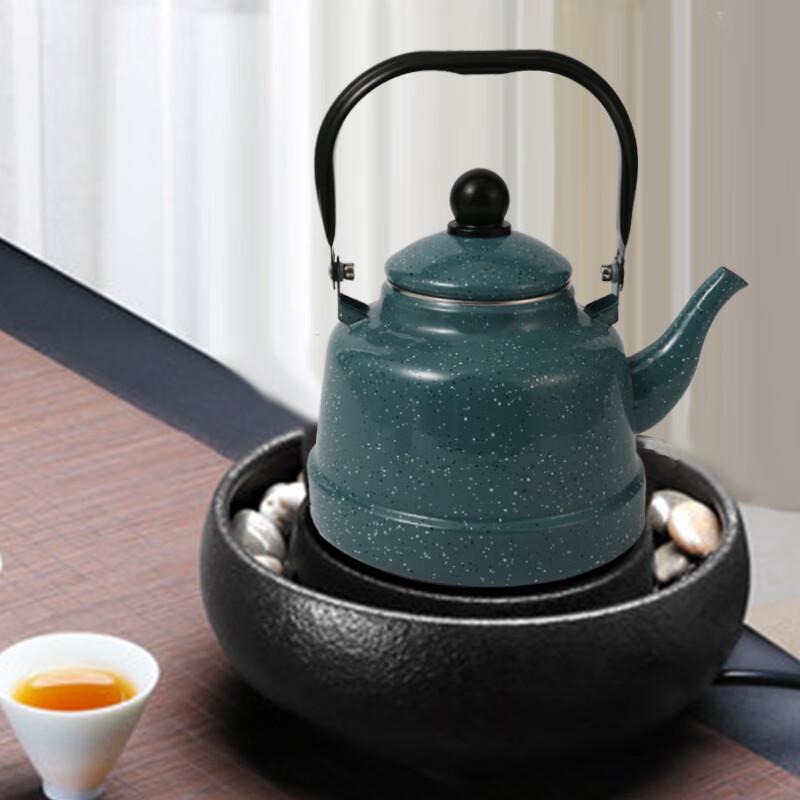 Retro Enamel Kettle with Wooden Handle