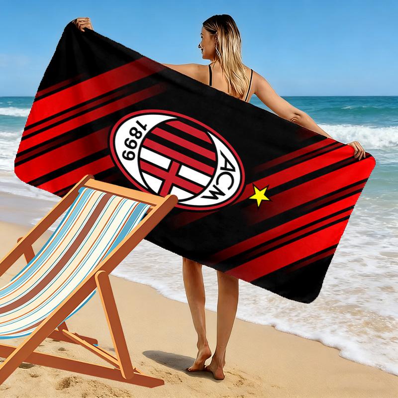 AC Mailand Print Strandtuch, Großes Weiches Schnelltrocknendes Handtuch für Strand Camping Schwimmen