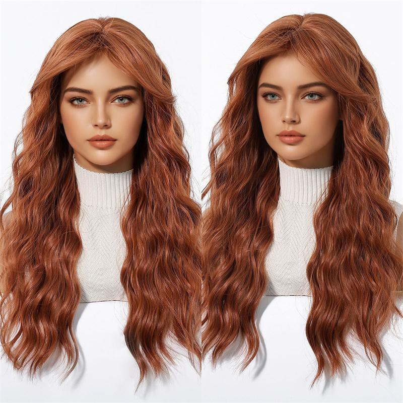 

Оранжево-коричневый парик синтетический длинный парик для женщин прическа волна воды косплей Хэллоуин вечеринка натуральный сексуальный женский парик