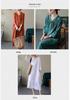 Women's Artistic Retro V-Neck Cotton Linen Dress – Single-Breasted, Casual, Five-Sleeve, Loose Fit for Summer 2025.