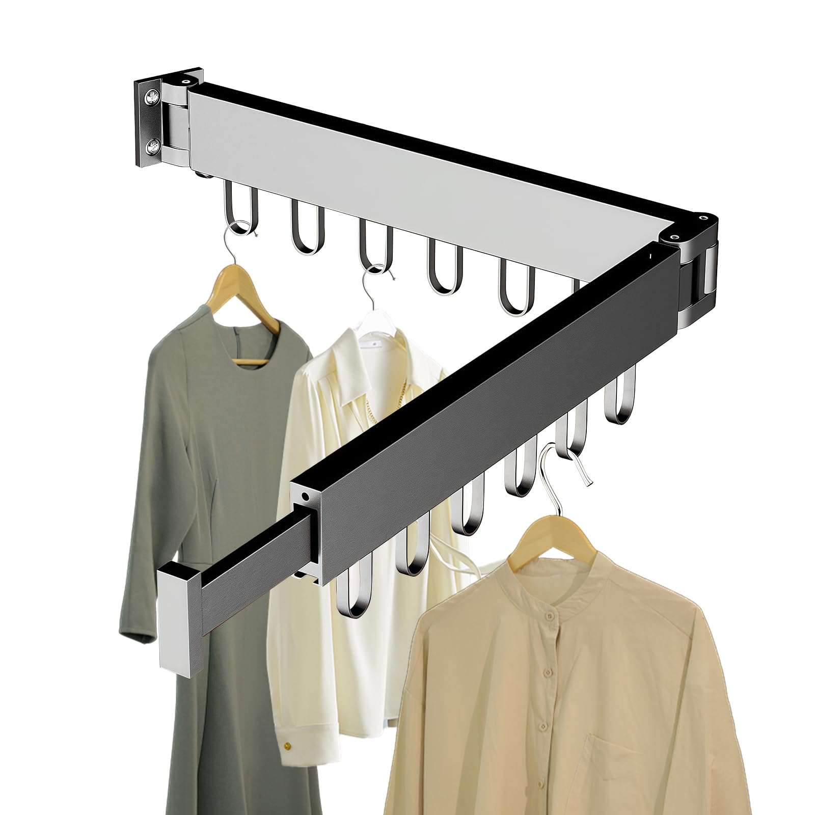 

Folding Aluminum Indoor Clothes Drying Weight Compatible with or Suction Cup Telescoping Rotating Windproof Towel Hanger for and Laundry Rain or Shine чёрный