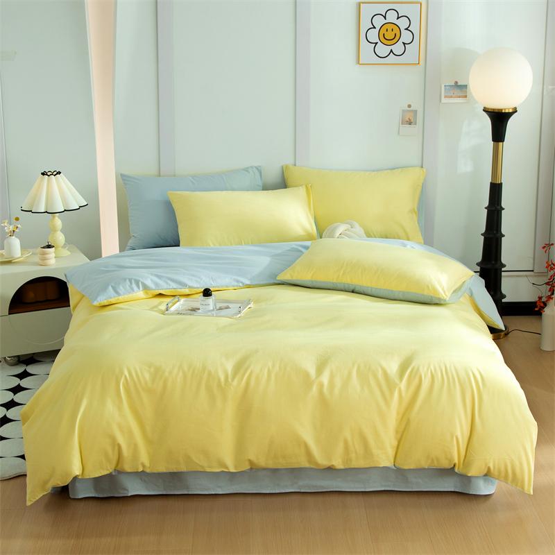 100% Cotton Simple Plain Bedding Set 3Pcs, 1 Duvet Cover with Zipper, 2 Pillow Cases,Easy Care,1 and 2 People Bed Sizes