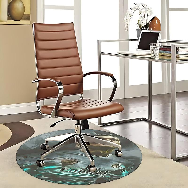 1 шт. Коврик круглый Cristiano Ronaldo Real Madrid Fly Emirates с дизайном Anime, Коврик-подставка под стул, Нескользящий ковер для офиса, Домашний декор, Гостиной, Спальни 80cm