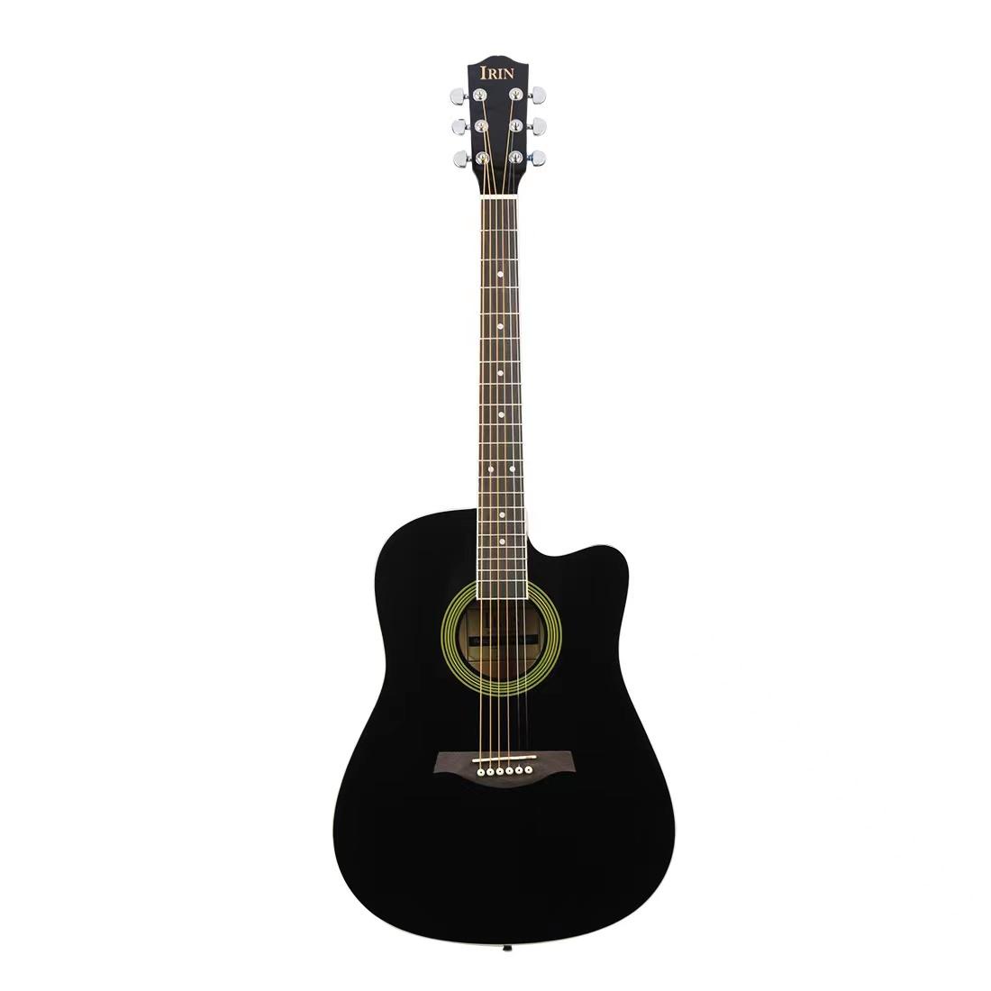 

41-дюймовая акустическая гитара из липы с вырезом на грифе, 6-струнная гавайская гитара для начинающих чёрный