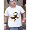 Schwarz Gelb Gepunkteter Gecko Echse Grafik Familienpassendes T-Shirt Jungen Mädchen Kurzarm Sommer Rundhals Freizeit Oberteile