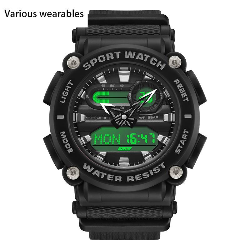 New Electronic Watch Multifunctional Outdoor Sports Green Light Waterproof Men's Watch Simple Creative Watch