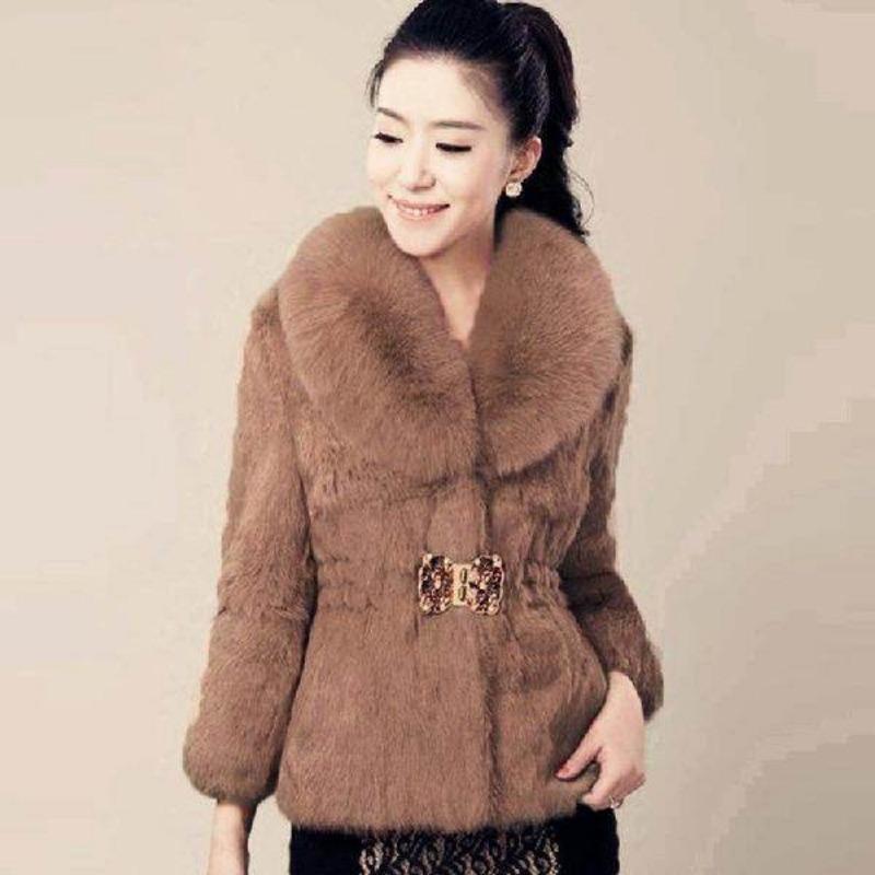 Autumn and winter imitation fur jacket women's short top imitation fox fur collar rabbit fur imitation mink fur coat thickened
