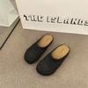 Wind woven hollow breathable bag head half slippers women wear flat bottom summer new lazy sandals