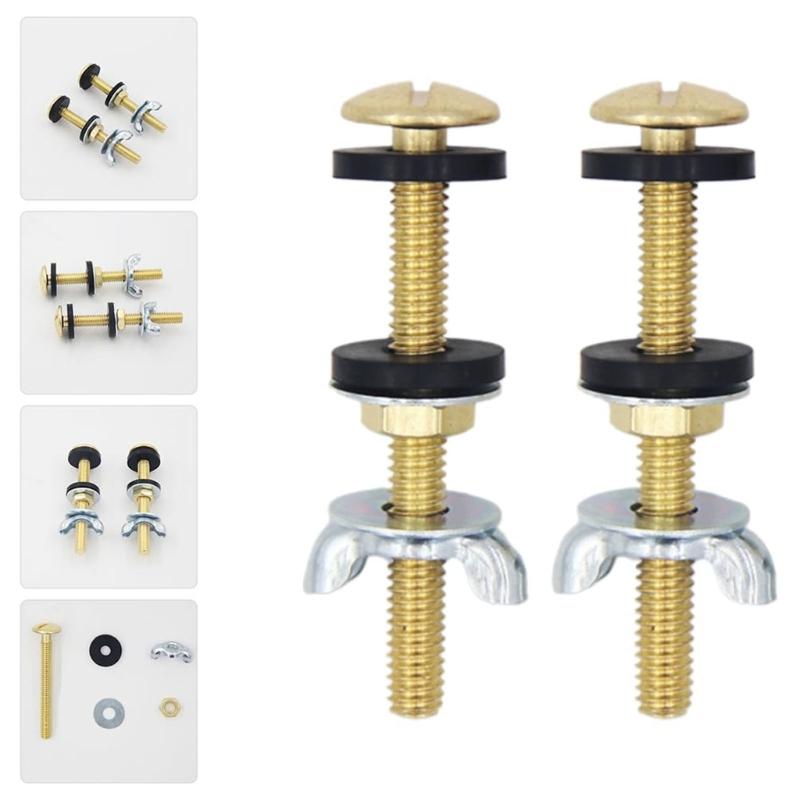 Strong Toilet Tank Mounting System Rustproof Metal Bolts Locking Nuts Sealing Gaskets Universal Application for House