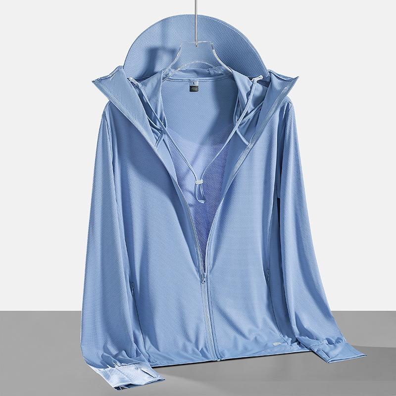 Ice-feeling sunscreen clothes men's and women's coats summer thin quick-drying breathable removable large brim UV-proof skin clothes