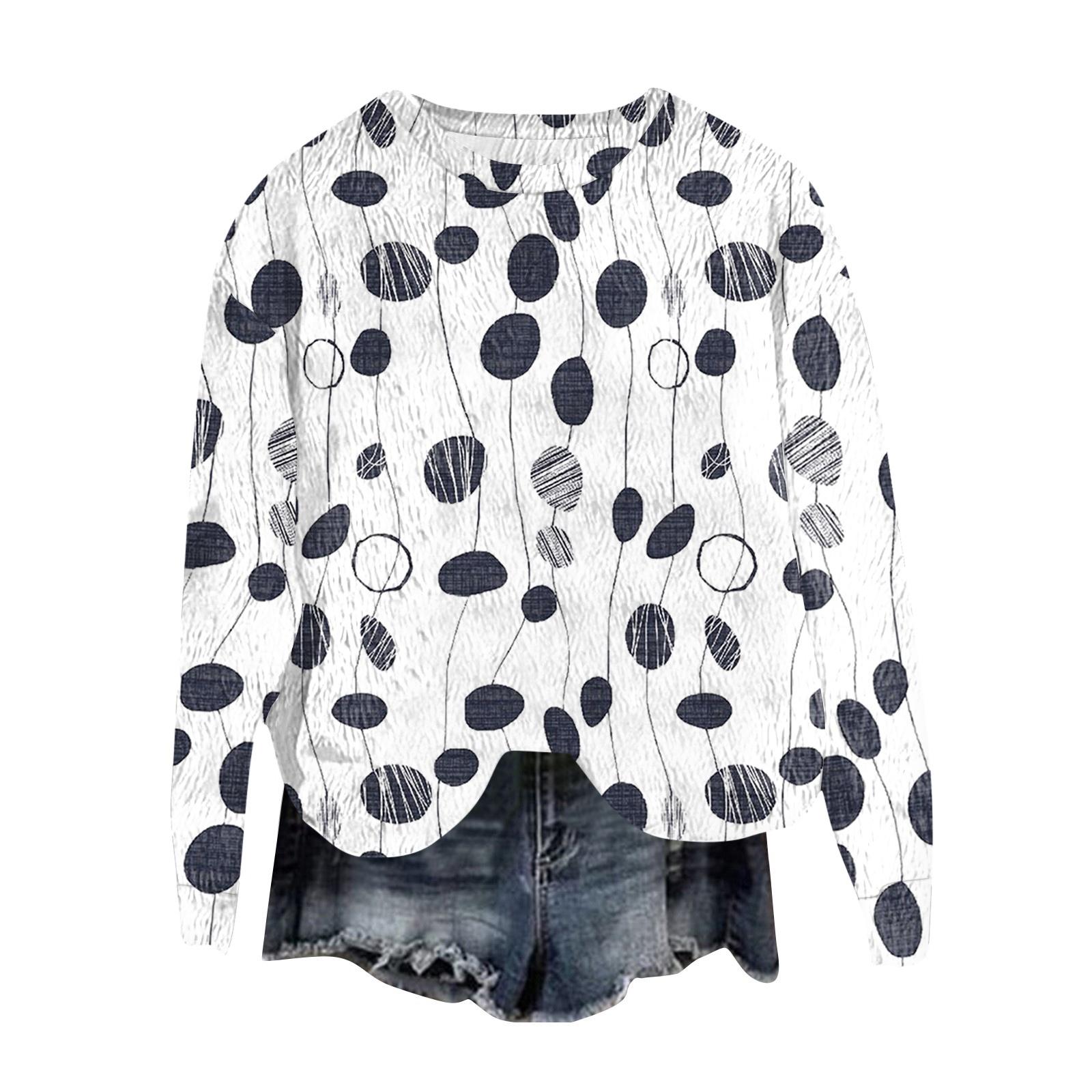 

Женский модный пуловер с круглым вырезом, футболка с длинным рукавом, с принтом L тёмно-синий