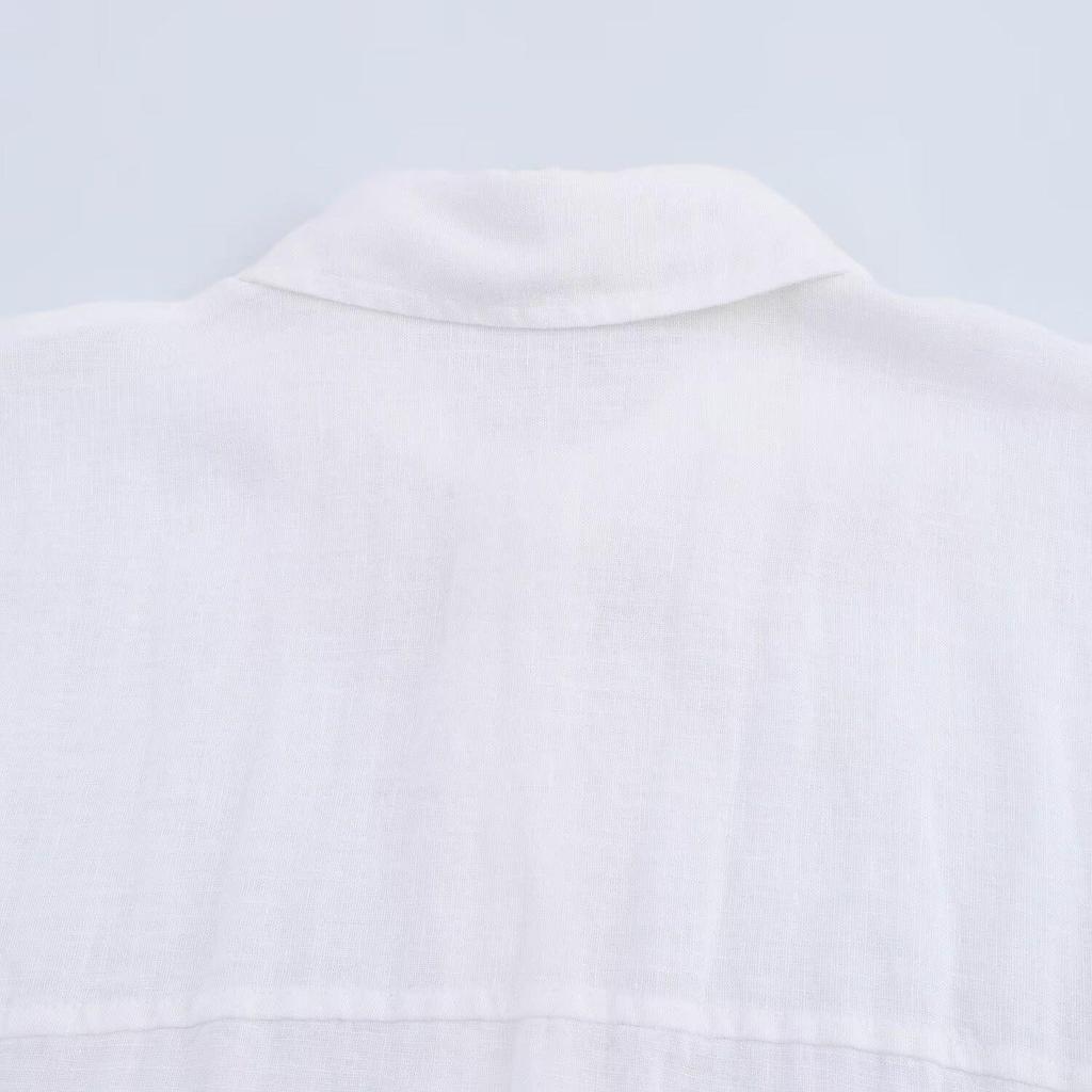 2025 Spring/Summer Women's Loose Long-Sleeve Shirt with Button-Down Collar