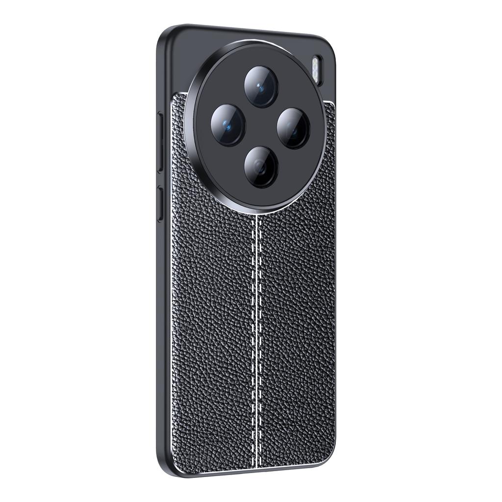 For vivo X200 5G Case Litchi Texture TPU Flexible Phone Cover,Black