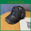 Retro Denim Washed Baseball Cap With Cross Print Design For Daily Casual Wear