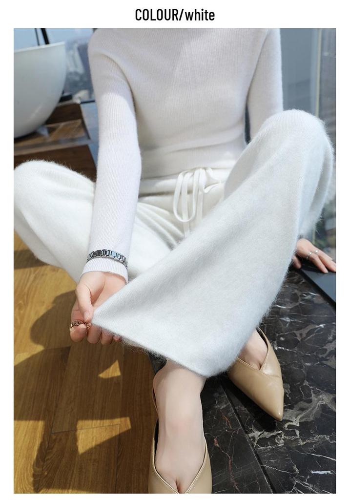 Lekasha Women's High-Waist Cashmere Velvet Wide-Leg Pants