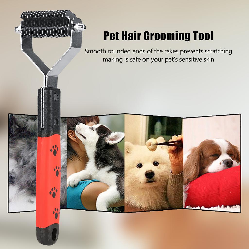 Pet Hair Comb Stainless Steel Pin Grooming Deshedding Tool for Dogs Cats Long Hair 18 Rakes