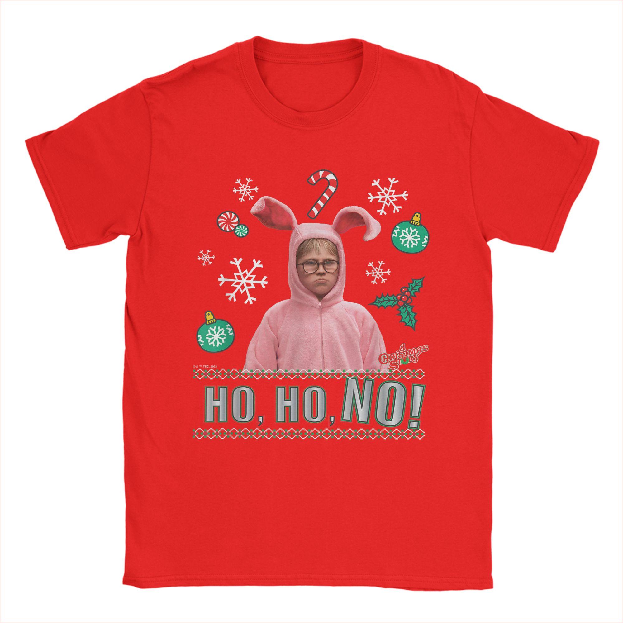 A Christmas Story Ho Ho Ho Pink Bunny Suit Cotton T-Shirt For Men s Summer  Y2K Funny T-Shirts Crewneck Tees Hot Sale Clothing S