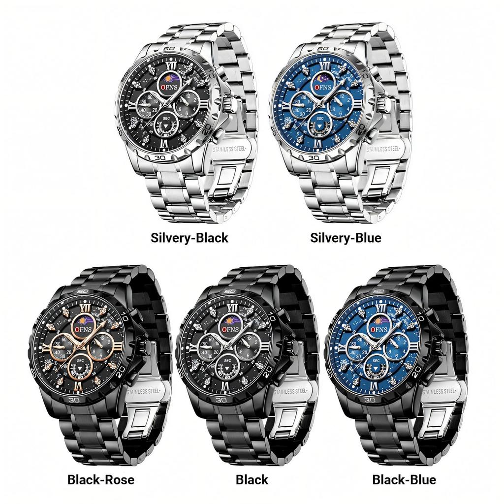Luxury Watches For Men Chronograph Stainless Steel Man Wristwatch Waterproof Luminous Sport Military Men's Quartz Watch
