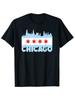 Single-sided Printed Crew Neck Men T-Shirt Chicago Vintage Skyline Patriotic Illinois T-Shirt