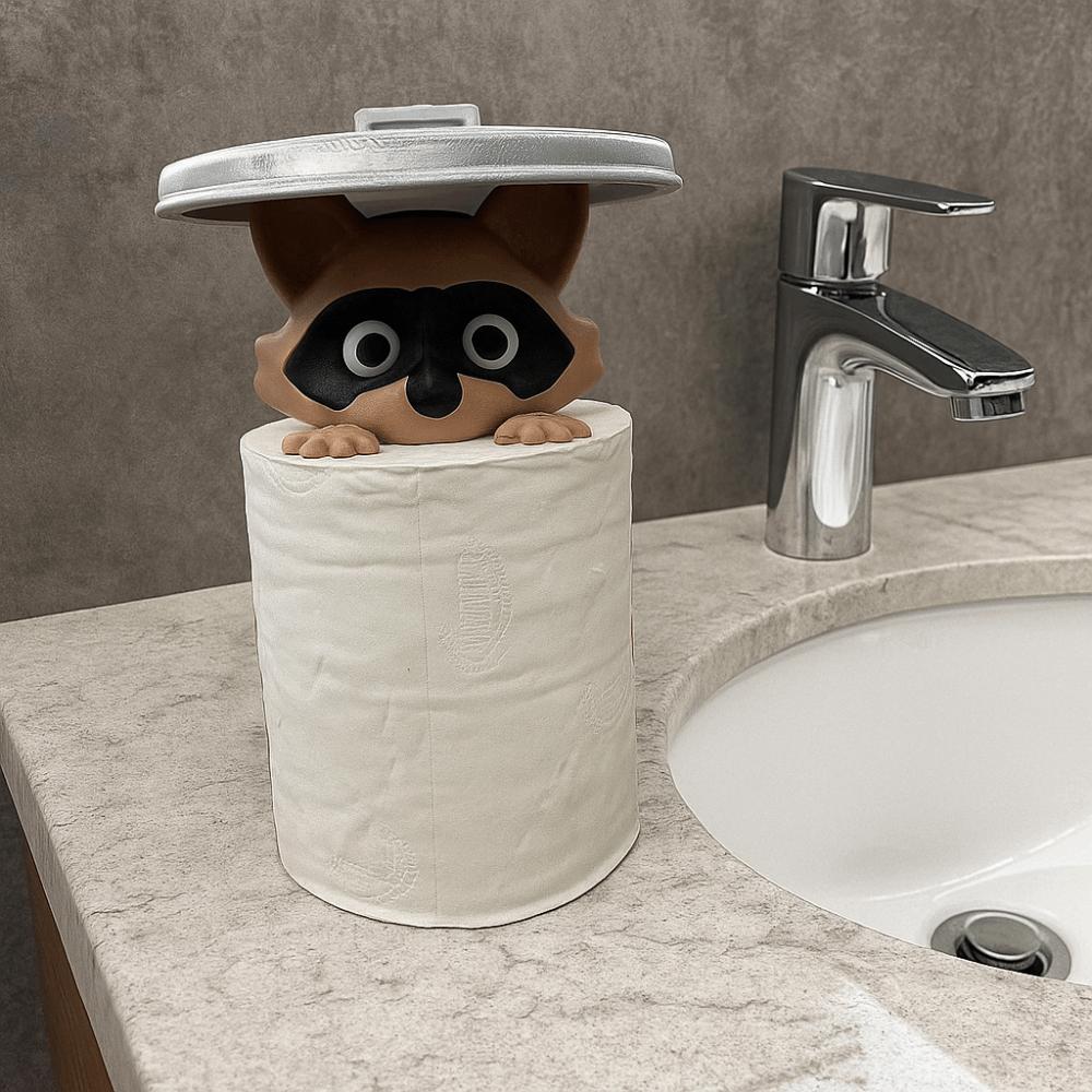 No Drilling Required Raccoon Toilet Paper Holder Wall Mounted Tissue Roll Dispenser  Toilet