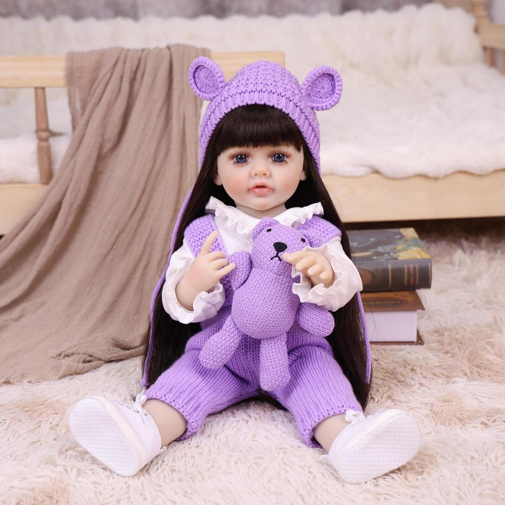55 Cm Full Silicone Vinyl Reborn Baby Doll Lifelike Newborn Babies Dolls Toy For Kids Christmas Birthday Gifts