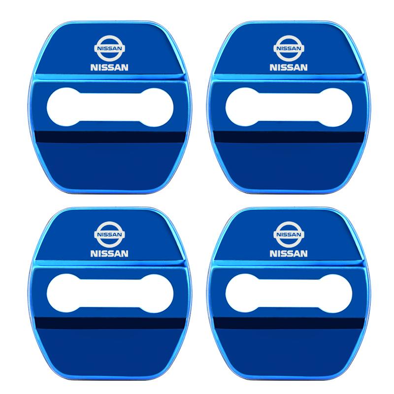 

For Nissan X-trail Qashqai Note Juke Sentra Patrol Navara Micra accessories 4pcs Stainless Steel Car Door Lock Cover Car Styling синій