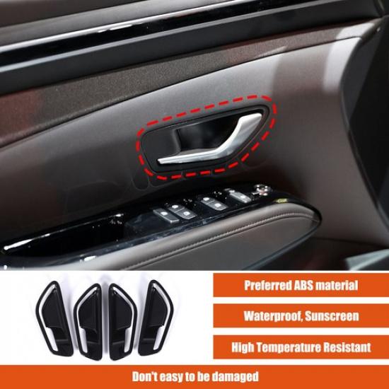 Glossy Black Interior Door Handle Bowl Trim Cover For Hyundai Santa Cruz +