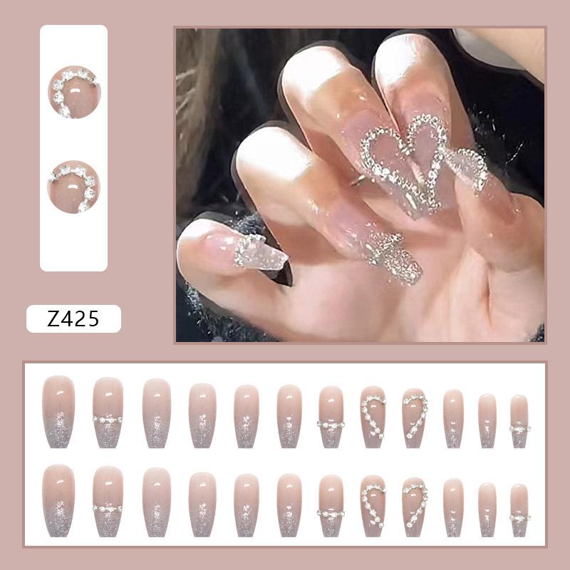 

Длинные балетные ногти с постепенным изменением блеска Love Diamond Wear Nail Piece 00 Nail Fake Nail