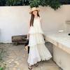 French Great-looking White Neck Sling Dress for Children's Summer New Seaside Vacation Temperament Dress