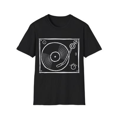 T-shirt Schizzo Giradischi, Maglietta Lettore Album Vinile, Maglietta Retrò per Amanti della Musica