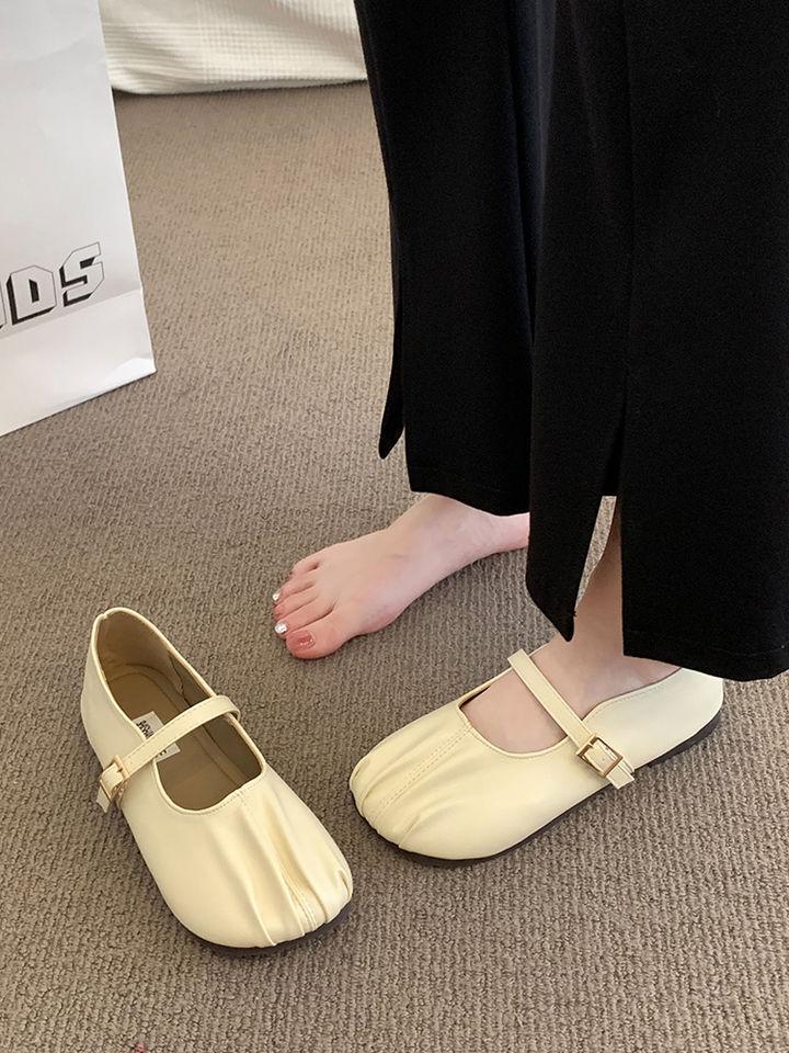 Mary Jane shoes summer French soft sole comfortable fairy style fashion versatile round head gentle shoes shallow mouth flat sole shoes