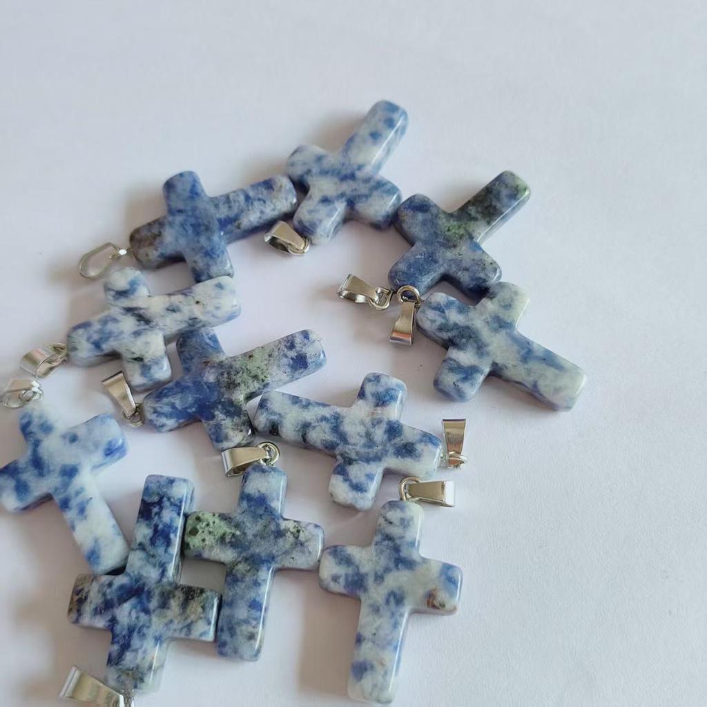 Amethyst Stone Cross Pendant Necklace - European & American Fashion Accessory