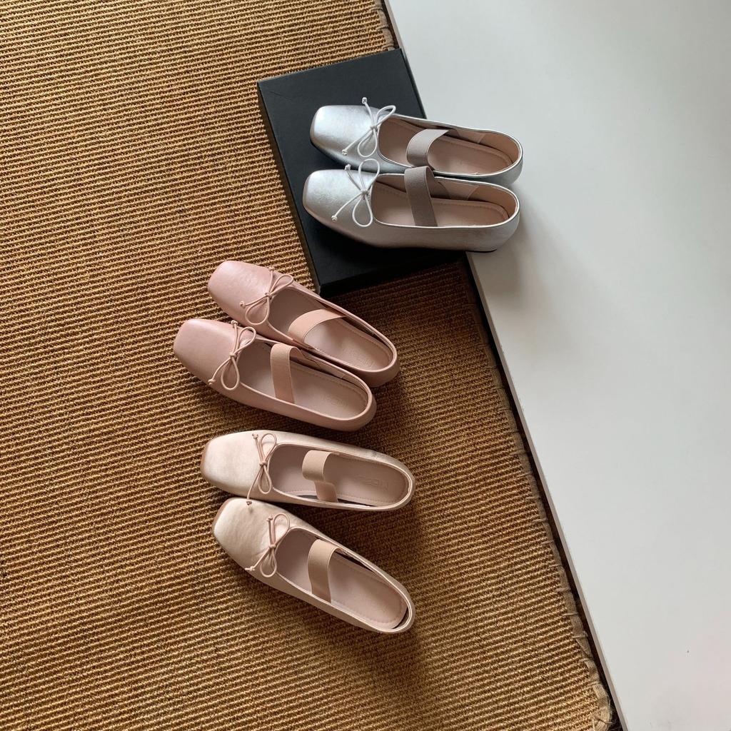 Korean Simple Style Elastic Belt Buckle Inner Height Increase Mary Jane Ladyshoes Spring and Autumn Ballet Single Shoes Are Not Tired Feet Small Lea