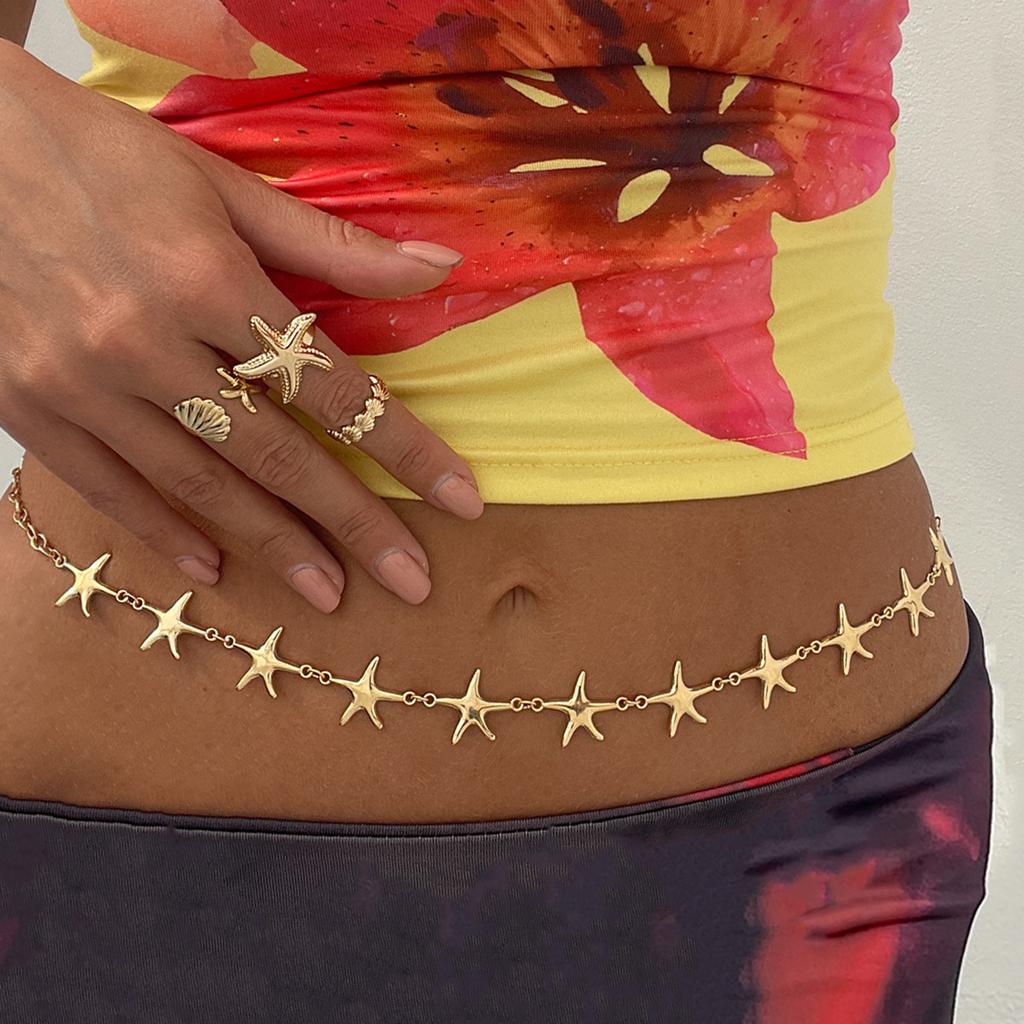 Beach Resort Wind Starfish Pendant Waist Chain Sexy Metal Chain Body Chain