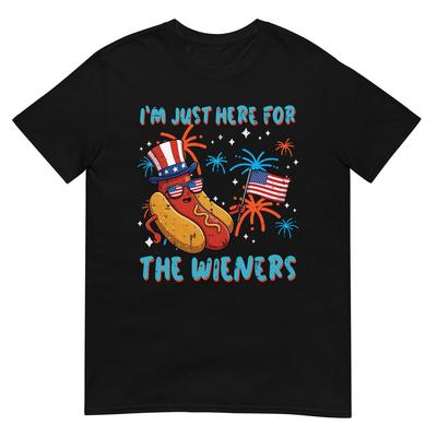 Here For Wieners 4th Of July Hotdog Patriot Men Women Kids T-Shirt
