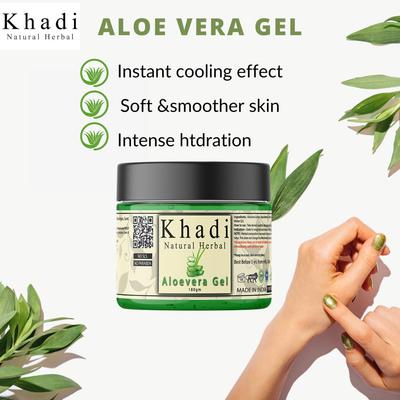 Khadi Natural Herbal Aloe Vera Skin Gel For Face & Hair | Hydrating, Moisturizing, Soothing Skin | Multipurpose Aloe Vera Gel for Moisturization,