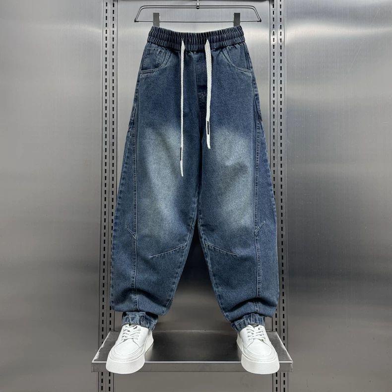 Джинсы JYL Мужские Стиранные Потертые Свободные Харем Весна Осень Модные Прямые Джинсовые Брюки M