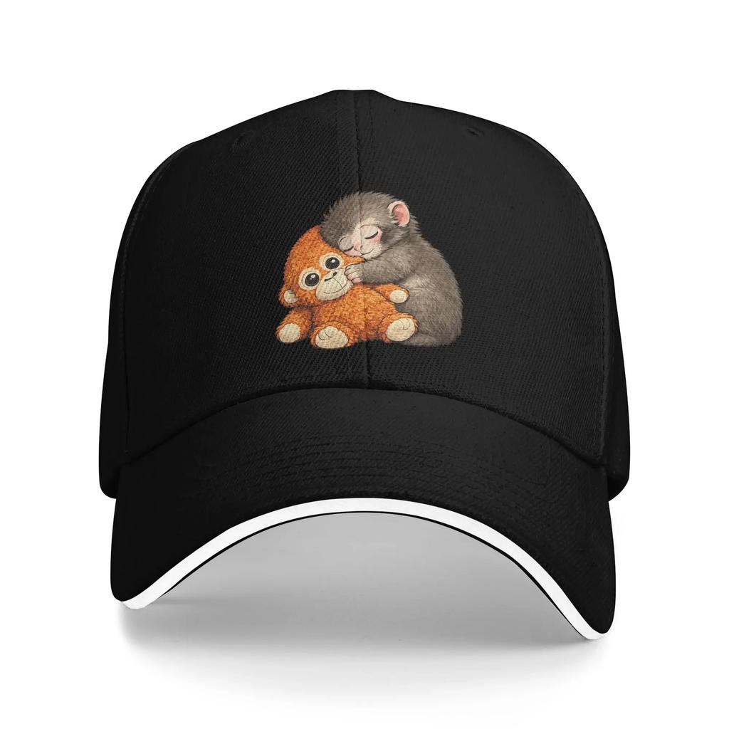 Baby Macaque Hugging Plush Cute Monkey Punch Baseball Cap  Hiking Fishing SunProof Trucker Hat UnisexTeens  Cute Baseball Caps