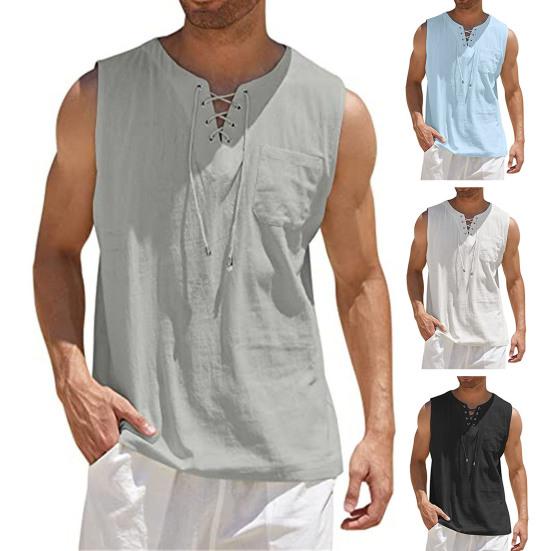 Menn Overdeler Ensfarge Myk String V Neck Ermeløse Tank Tops Daglige klær