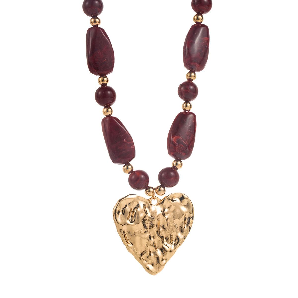 Irregular bead collarbone chain, retro style, autumn and winter necklace for women, Instagram style, personality, alien shape