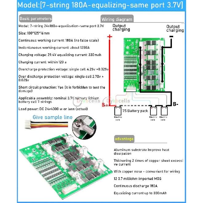 6S 7S 8S 24V 50A 100A 130A 230A 300A Li-ion Lifepo4 Lithium Battery Protection Board BMS Balance MOS Electrical Tool RV Inverter