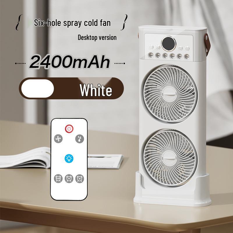 Six/Five-hole Desktop Cold Air Fan & Humidifier with Remote Control for Office/Dorm.