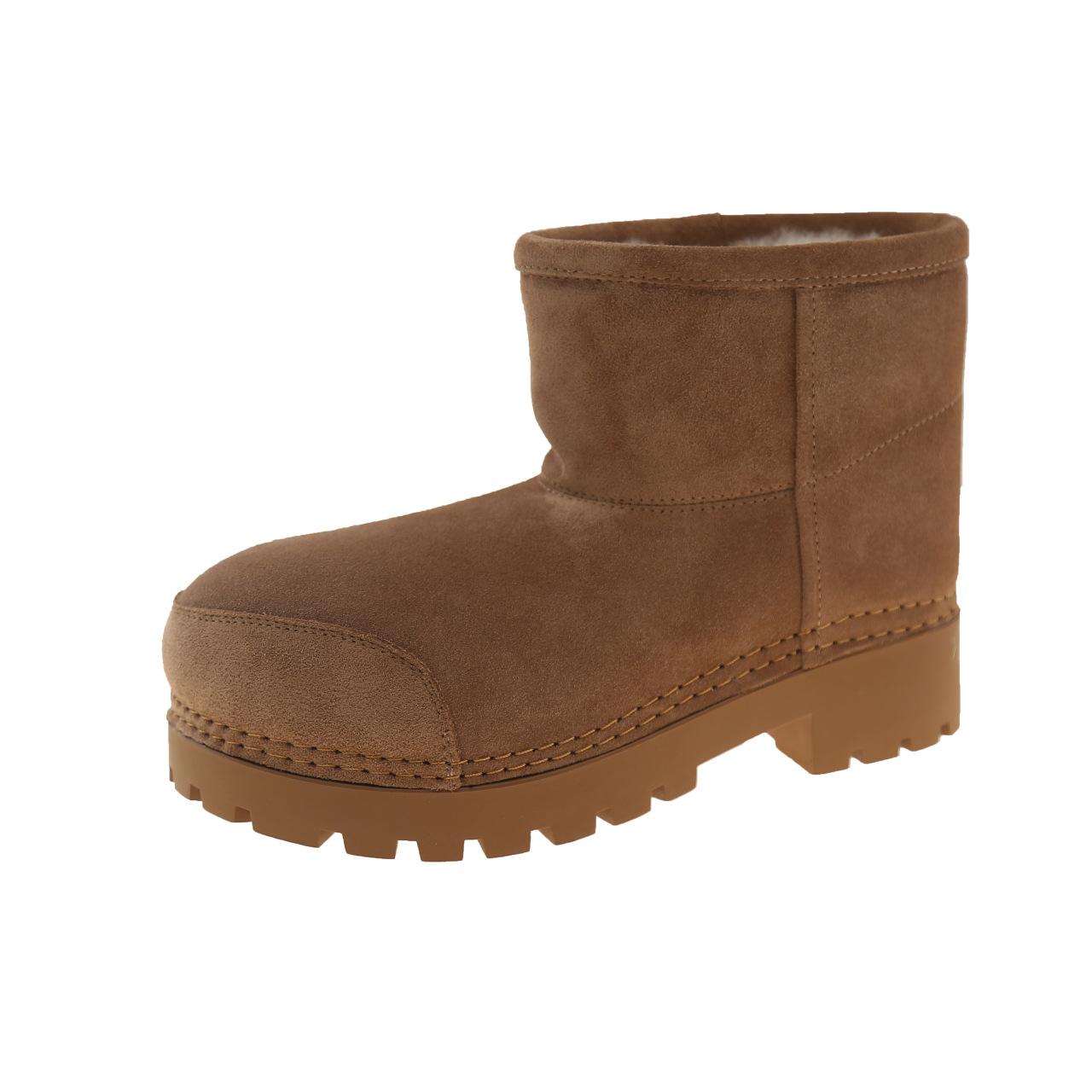 

Autumn and winter new ugly big head snow boots bread boots women s thick soles increase but knee high thermal cotton boots 40 коричневий