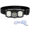 Waterproof USB Rechargeable LED Headlamp For Outdoor Camping With 3 Lighting Modes LED Dual Light Smart Sensor Q9C1