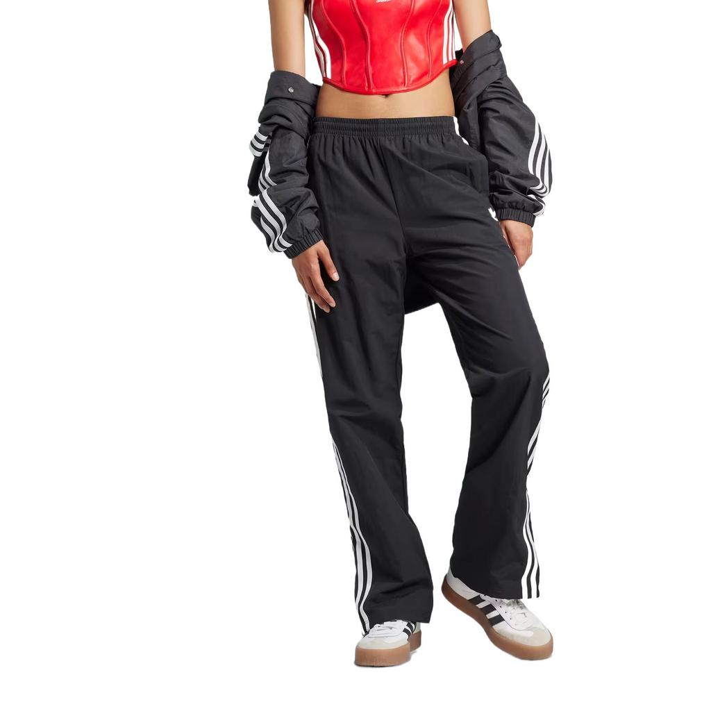 Adidas Originals Soft Comfortable Casual Breathable Striped Knit Sports Pants Women Bottoms Black JD5335